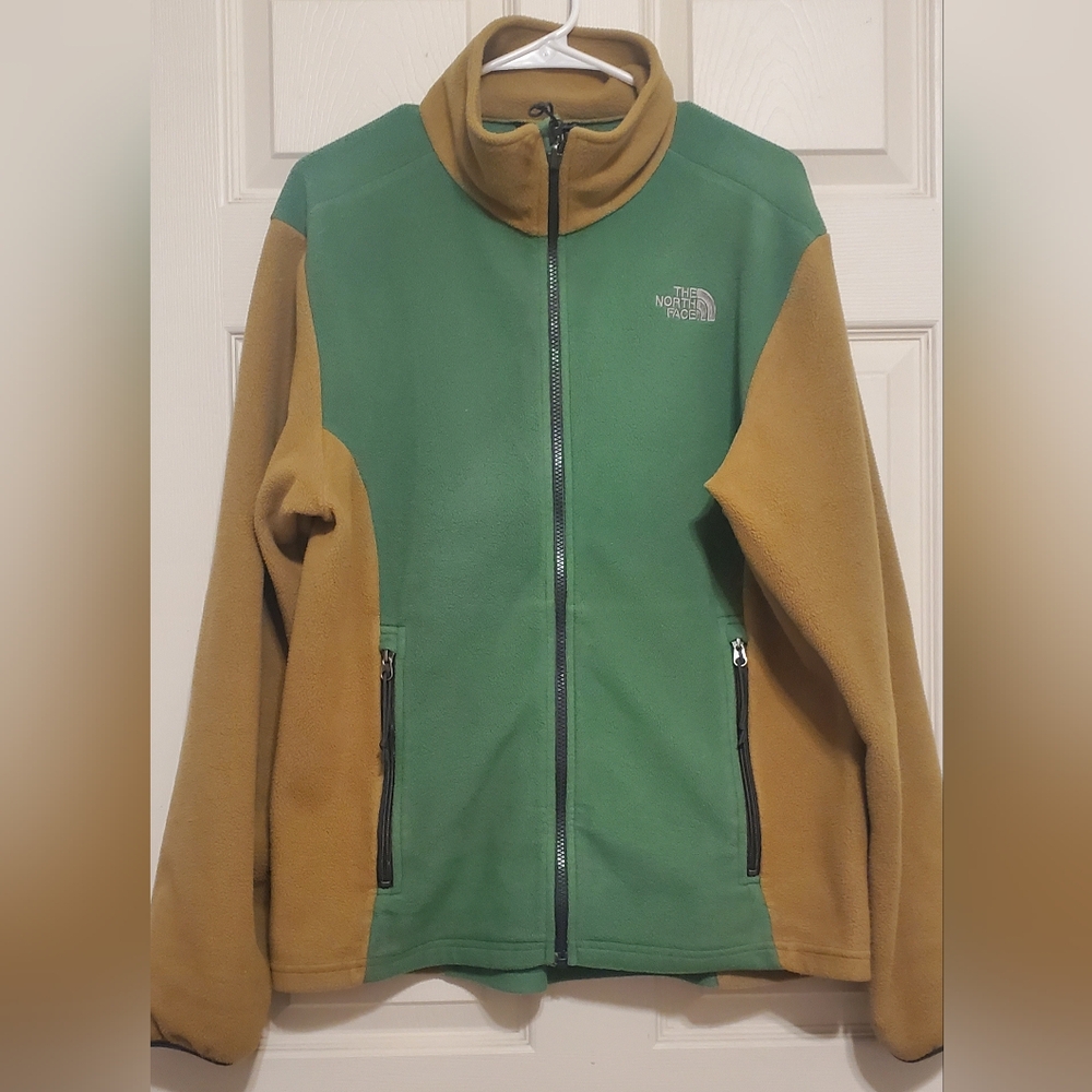 North Face Fleece Men's Jacket, Size Medium Cool Green and Tan Colorway